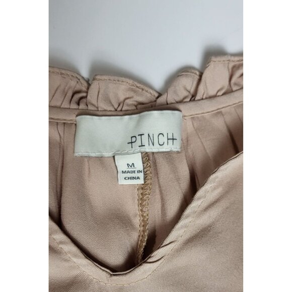 Pinch Womens Blush Pink Ruffled Long Sleeve Peasant Dress Top Size M - Picture 7 of 9